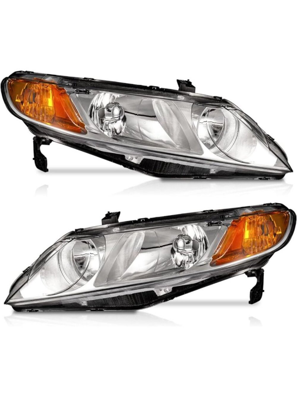 Halogen Headlight Assembly for 2006-2011 Honda Civic 4-Door, Bright & Durable